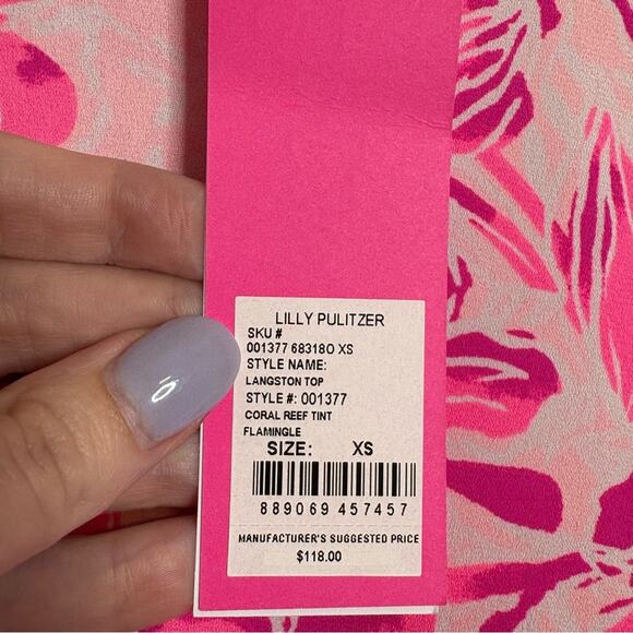 NEW Lilly Pulitzer Langston Top Flamingos Coral Reef Tint Size XS - Picture 6 of 7